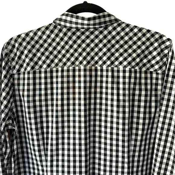 TALBOTS NWOT NO IRON SHIRT BUTTON FRONT BLACK WHITE GINGHAM COTTON | EXTRA LARGE - Picture 6 of 8